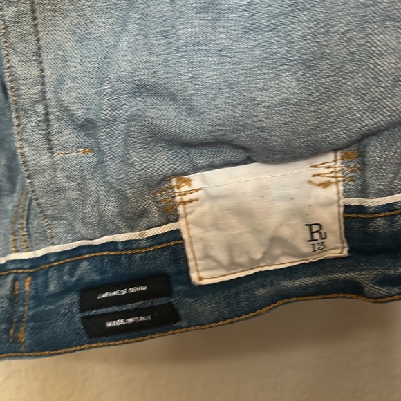 R13 | Distressed Denim Trucker Jean Oversized Jacket - Picture 8 of 14